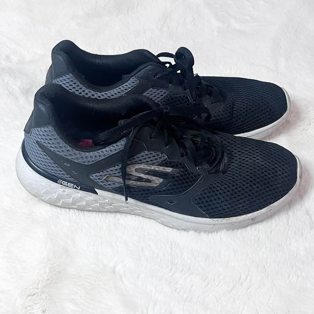 Skechers GOrun 400 Mens 9.5 Black Grey Running Shoes 14350 BKW 5GEN Sneakers